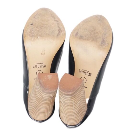 Kate Spade Saturday Black Leather Almond-Toe Heels, Size 6 - Picture 2 of 7